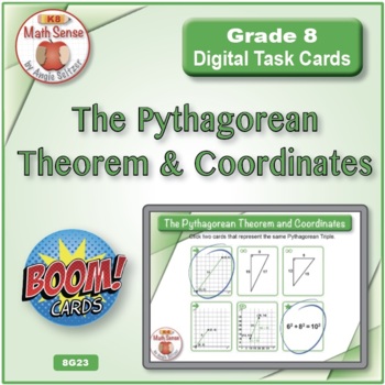 Preview of The Pythagorean Theorem and Coordinates: BOOM Digital Task Cards 8G23 | Geometry