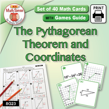 Preview of The Pythagorean Theorem and Coordinates: Math Sense Card Games & Activities 8G23