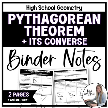 Preview of The Pythagorean Theorem and Its Converse - Binder Notes for Geometry
