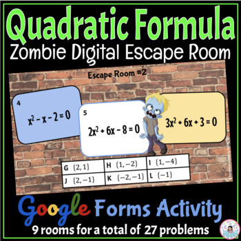 Preview of The Quadratic Formula Activity - Digital Math Escape Room - Google