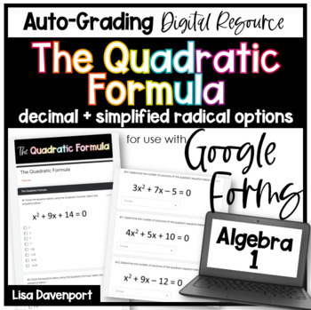 Preview of The Quadratic Formula Google Forms Homework