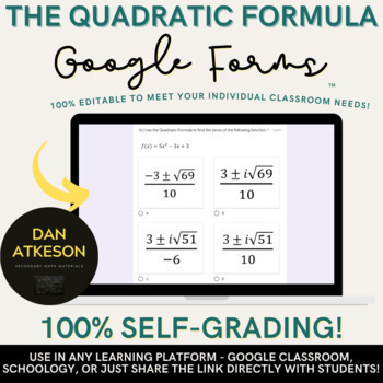 Preview of The Quadratic Formula using Google Forms™｜ 2 versions