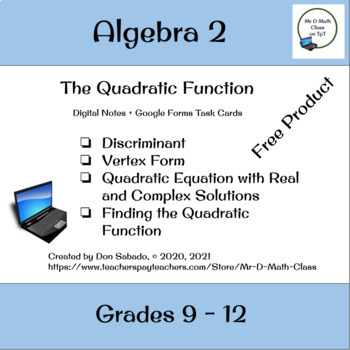 Preview of The Quadratic Function - WebQuest Intervention (Follow up lesson)