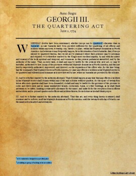 Preview of The Quartering Act of 1774