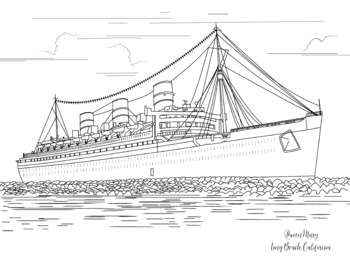 the queen mary coloring page by socal field trips tpt