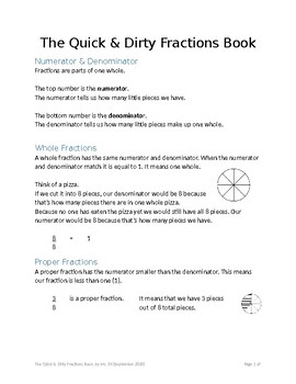 Preview of The Quick & Dirty Fractions Book