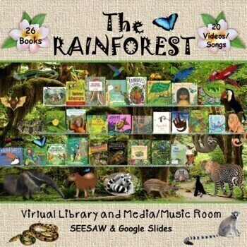Preview of The RAINFOREST Virtual Library & Media/Music Room - SEESAW & Google Slides