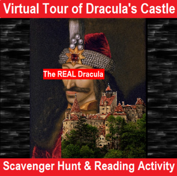 Preview of The REAL Dracula-Virtual Tour Dracula's Castle, Scavenger Hunt, Reading Activity