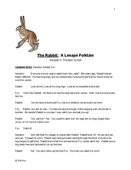 Preview of The Rabbit: A Lenape Folktale Reader's Theater Script