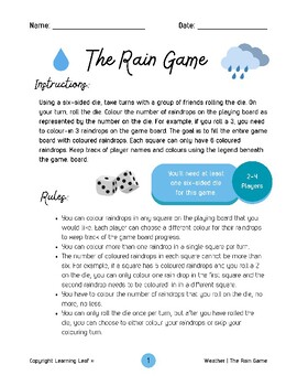 Preview of The Rain Game (Seasons Activity)