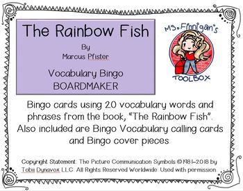 Preview of The Rainbow Fish - 20 square BOARDMAKER Bingo