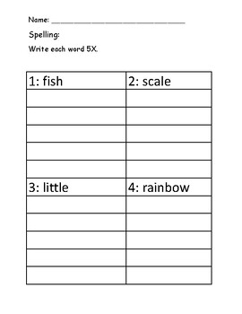 Preview of The Rainbow Fish - Focus Word Packet