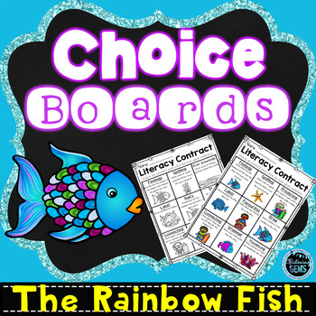 Preview of The Rainbow Fish Literacy Menus |  Literacy Choice Boards | Literacy Contracts