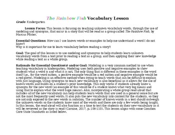 Preview of The Rainbow Fish Vocabulary Lesson Plan