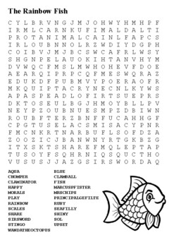 The Rainbow Fish Word Search by Steven's Social Studies | TpT