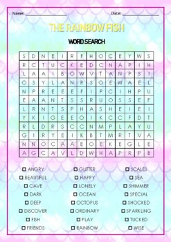 Rainbow Fish Word Search Worksheets Teaching Resources Tpt