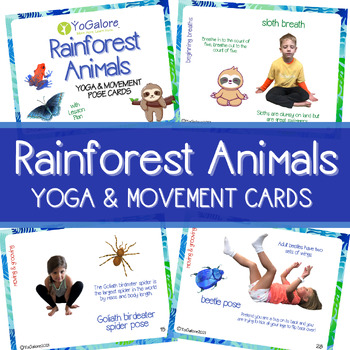 Preview of Rainforest Animals Yoga & Movement Cards and Yoga Lesson Plan