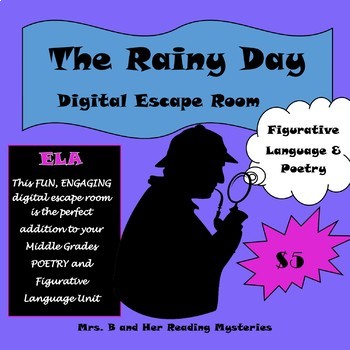 Preview of The Rainy Day- Poetry Digital Escape Room for Middle School