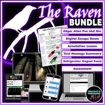 Preview of The Raven Activities BUNDLE Digital Escape Room, Annotation Lesson, Quiz, & More