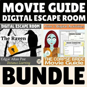 Preview of Halloween BUNDLE | The Raven Digital Escape Room | The Corpse Bride Movie Guide