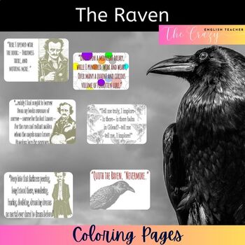 Preview of The Raven Poem Coloring Pages by Poe Great for Fall, Halloween, or October