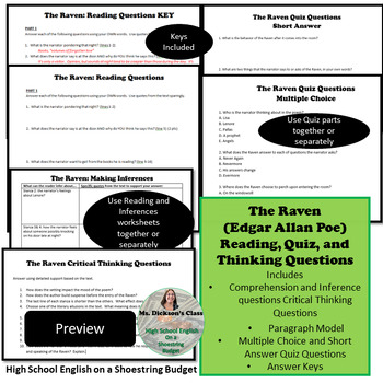 Edgar Allan Poes The Raven Worksheet Answers Read Write Think