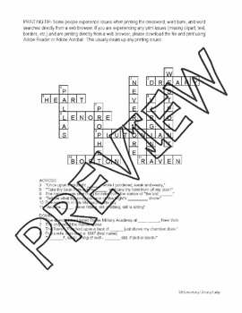 The Raven by Edgar Allan Poe Activities Crossword Puzzle and Word Search