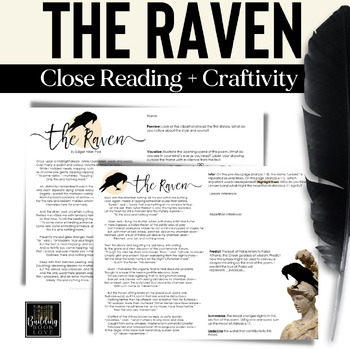 Preview of The Raven by Edgar Allan Poe Activity: Close Reading + Fun Raven Feather Mural