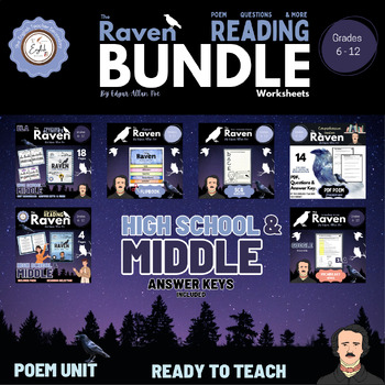 Preview of The Raven by Edgar Allan Poe Bundle Worksheets