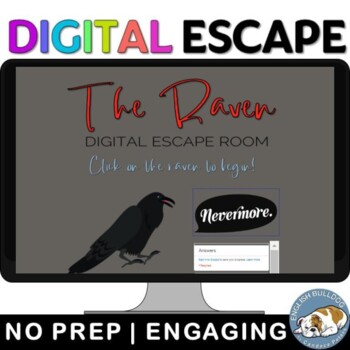 Preview of The Raven by Edgar Allan Poe Digital Escape Room Review Game Activity