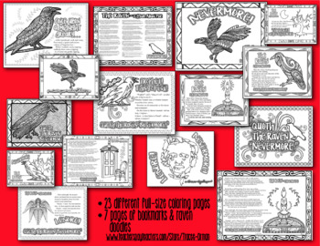 The Raven By Edgar Allan Poe Poetry Coloring Pages By Tracee Orman