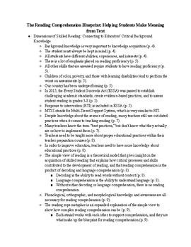 Preview of The Reading Comprehension Blueprint Notes