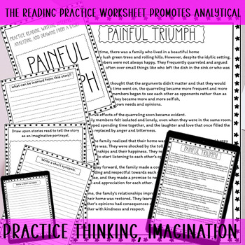 Preview of The Reading Practice Worksheet promotes analytical thinking, imagination