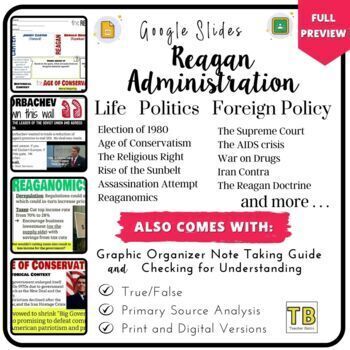 Preview of The Reagan Administration Foreign Policy Slides, Graphic Organizer, Worksheet
