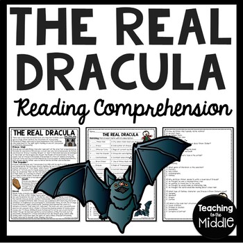 Preview of The Real Dracula Reading Comprehension Worksheet Halloween Vampires