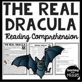 The Real Dracula Reading Comprehension Worksheet Halloween