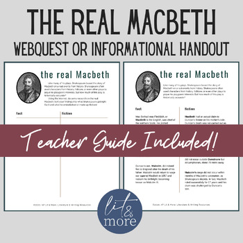 Preview of The Real Macbeth Webquest and Handout