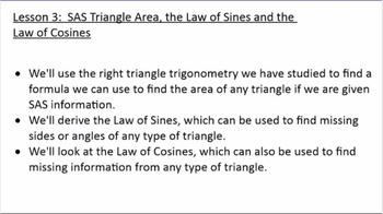 Preview of Right Triangle Trigonometry - Law of Sines, Law of Cosines