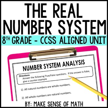 Preview of The Real Number System 8th Grade Math | Notes Activities & Assessments