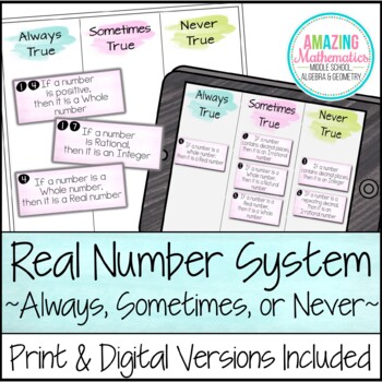 The Real Number System – Always, Sometimes, or Never Card Sort