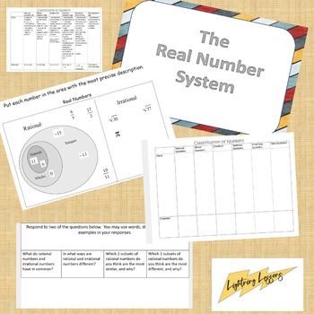 Preview of The Real Number System Graphic Organizer Pack