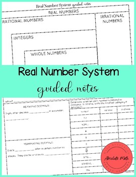 Preview of Real Number System Guided Notes