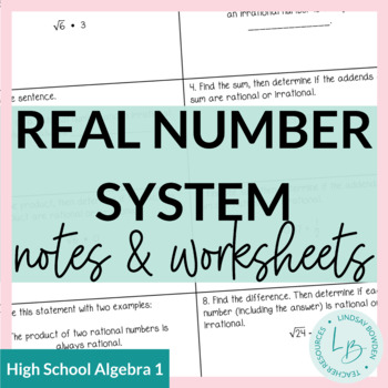 Preview of The Real Number System Notes and Worksheets