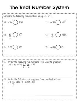 real number system homework