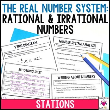 Preview of The Real Number System: Rational and Irrational Numbers Math Stations Activity