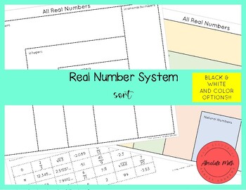 Preview of Real Number System Sort