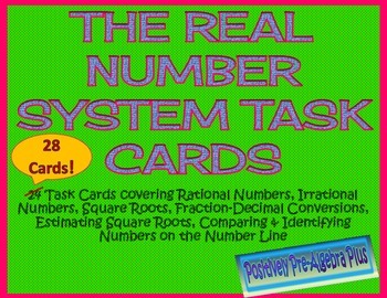 Preview of The Real Number System Task Cards-Distance Learning Print & Digital Options