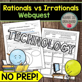 Preview of The Real Number System Webquest Rationals vs Irrationals