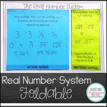 Preview of The Real Numbers Foldable (Irrational, Rational, Integers, Whole, & Counting)