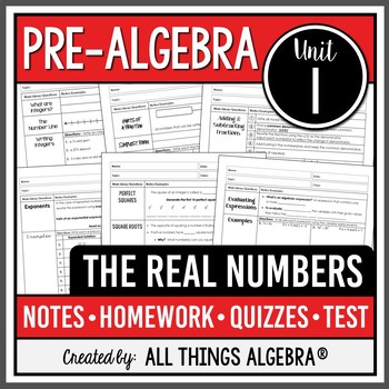 Preview of The Real Numbers (Pre-Algebra Curriculum - Unit 1) | All Things Algebra®
